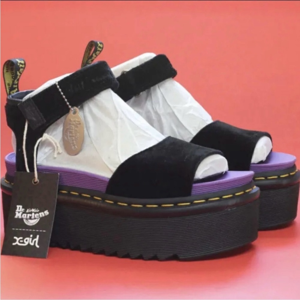 LIMITED EDITION Doc Marten & X-Girl Velvet Platform Sandals Sz 8 AVAILABLE